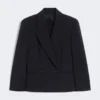 Woollen cloth cropped blazer, ultramarine