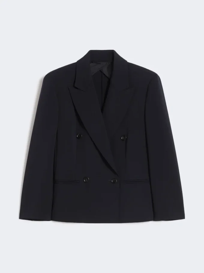 Woollen cloth cropped blazer, ultramarine