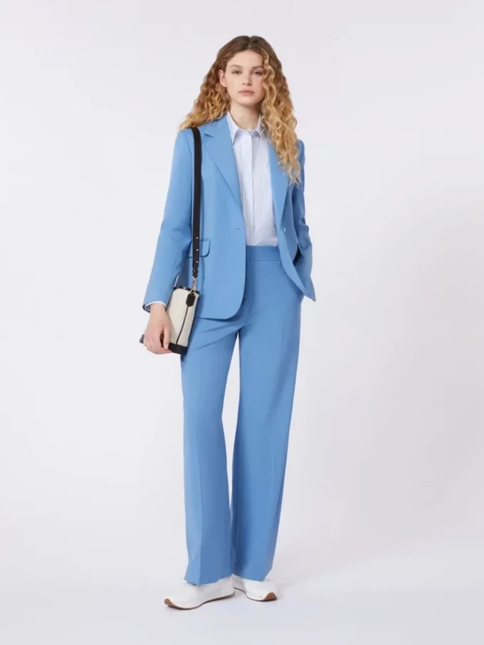 Woollen cloth palazzo trousers, light blue