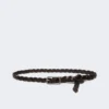 Woven leather belt, dark brown
