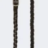 Woven leather belt, dark brown