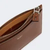 Wrist-strap leather pouch, amber brown