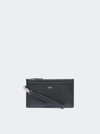 Wrist-strap leather pouch, black