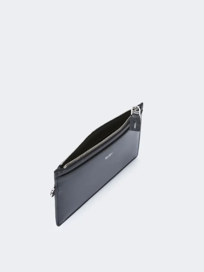 Wrist-strap leather pouch, black