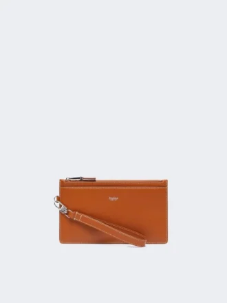 Wrist-strap leather pouch, rust